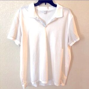 Calvin Klein Mens Knit Polo Cotton White Size XL Knit Casual
